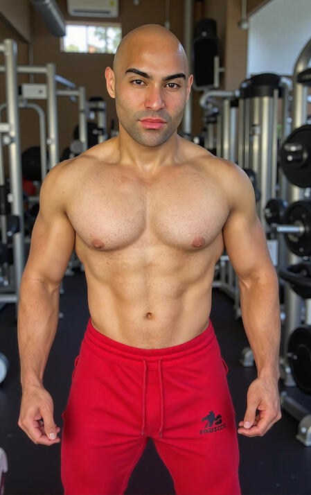 Shredded vegan bodybuilder Puzjo flexing